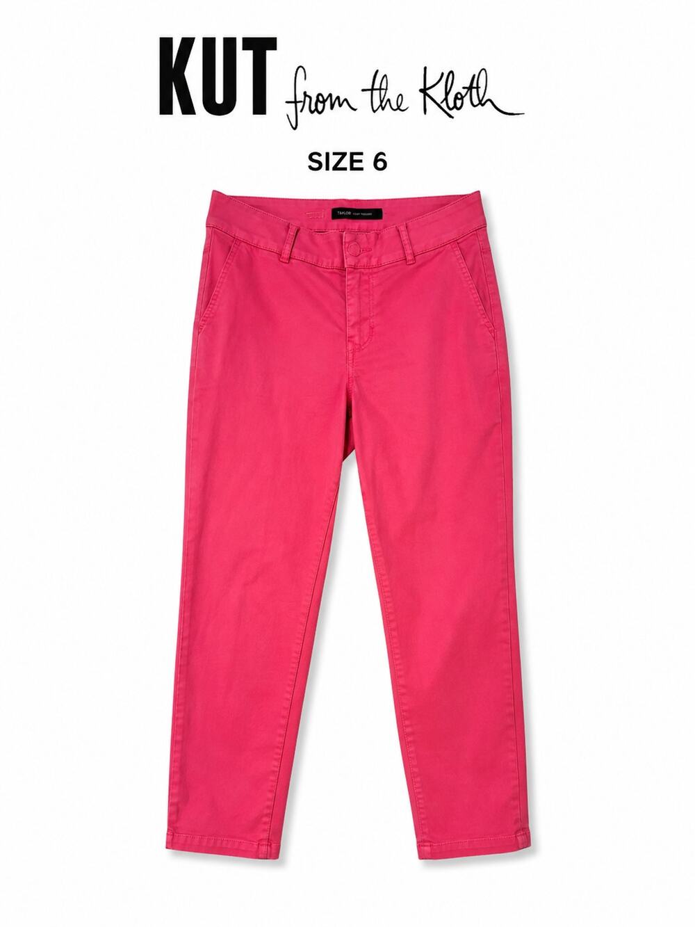 Kut From The Kloth Size 6 Taylor Crop Trouser Pink Stretch Ankle Pants